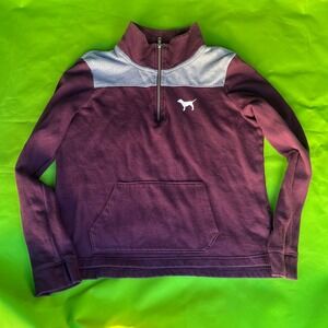 Small PINK Victoria's Secret Quarter Zip Fleece Pullover Sweatshirt Dog Burgundy